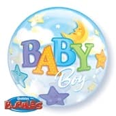 22" Baby Boy Moon Single Bubble Balloons