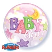 22" Baby Girl Moon Single Bubble Balloons