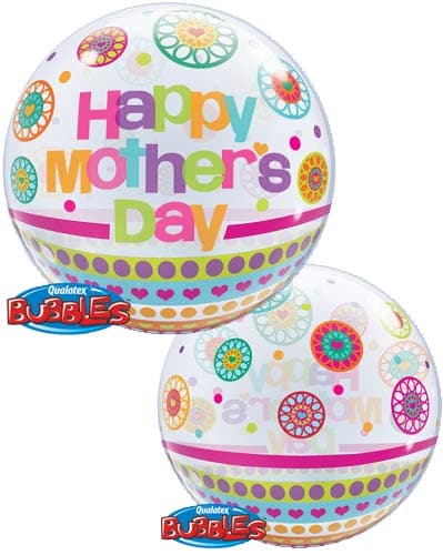 (image for) 22" Mothers Day Dots & Patterns Single Bubble Balloons