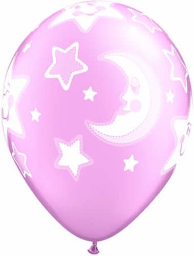 (image for) 11" Baby Moon And Stars Girl Latex Balloons 25pk