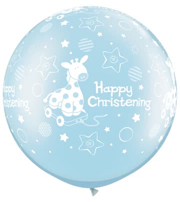 (image for) 30" Christening Boy Soft Giraffe Giant Latex Balloons 2pk