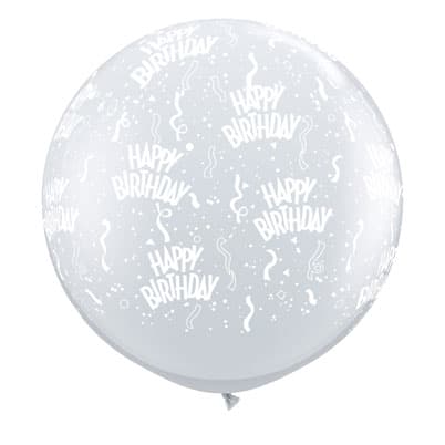 (image for) 3ft Diamond Clear Birthday Around Giant Latex Balloons 2pk