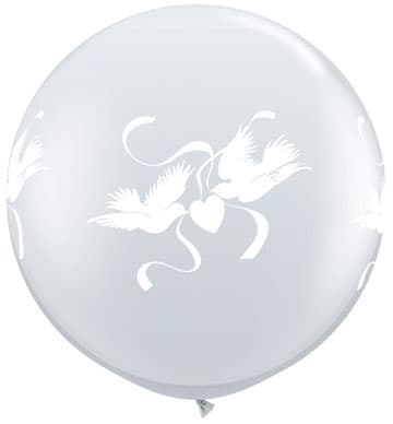 (image for) 3ft Diamond Clear Love Doves Wrap Giant Latex Balloons 2pk