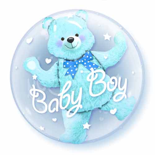 24 Baby Blue Bear Double Bubble Balloons [q29486] - £6.40 : Go ...