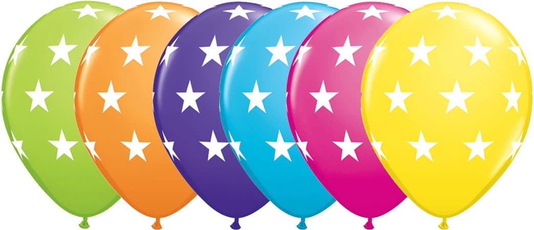 (image for) 11" Assorted Big Stars Latex Balloons 25pk