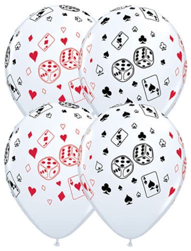 (image for) 11" Cards and Dice Latex Balloons 25pk