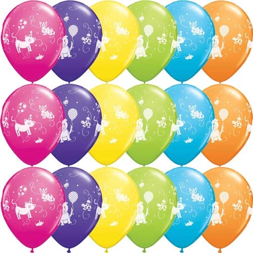 Cuddly Pets Assortment Qualatex 11 inch Latex Balloons x 25 by Qualatex