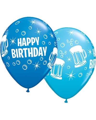 (image for) 11" Happy Birthday Beer Mugs Latex Balloons 25pk