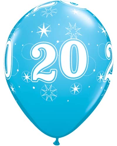 (image for) 11" 20 Robins Egg Blue Sparkles A Round Latex Balloons 25pk