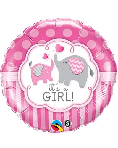 (image for) 18" Its A Girl Elephants Foil Balloons