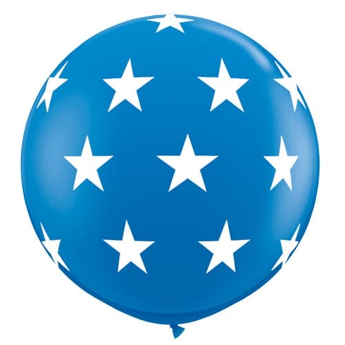 (image for) 3ft Dark Blue Big Stars A Round Giant Latex Balloons 2pk