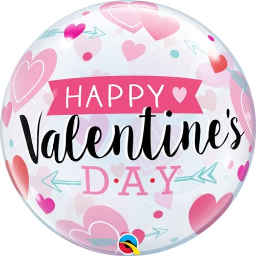 (image for) 22" Valentine's Arrows & Hearts Single Bubble Balloons