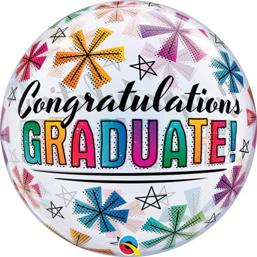 (image for) 22" Congratulations Graduate & Stars Single Bubble Balloons