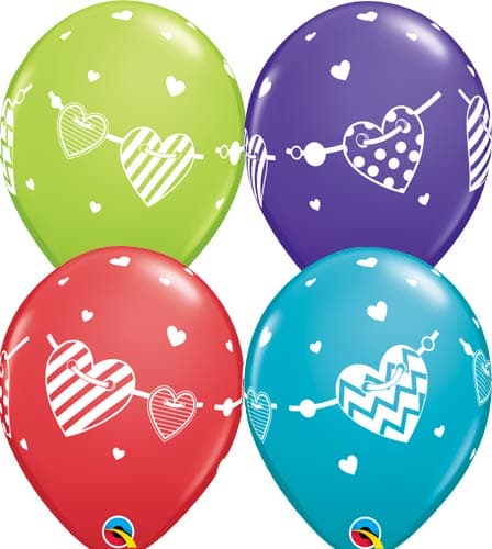 (image for) 11" Banner Hearts Latex Balloons 25pk