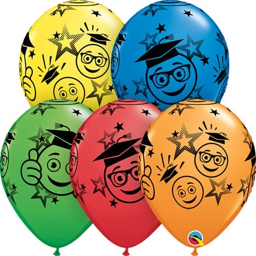 (image for) 11" Graduation Smileys Latex Balloons 25pk