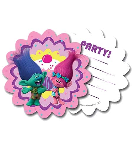 (image for) Trolls Party Invitations And Envelopes 6pk