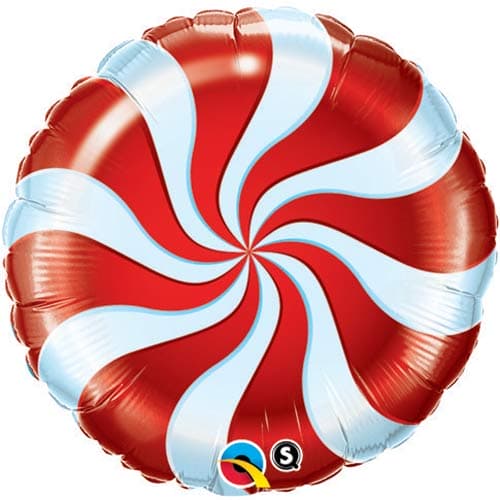 (image for) 9" Candy Swirl Red Air Filled Foil Balloons