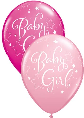 (image for) 11" Baby Girl Stars Latex Balloons 25pk