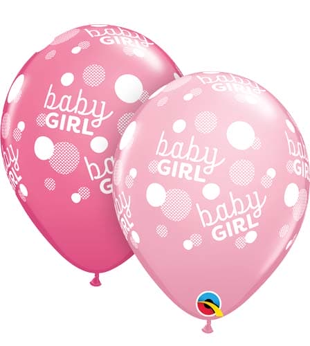 (image for) 11" Baby Girl Pink Dots Latex Balloons 25pk