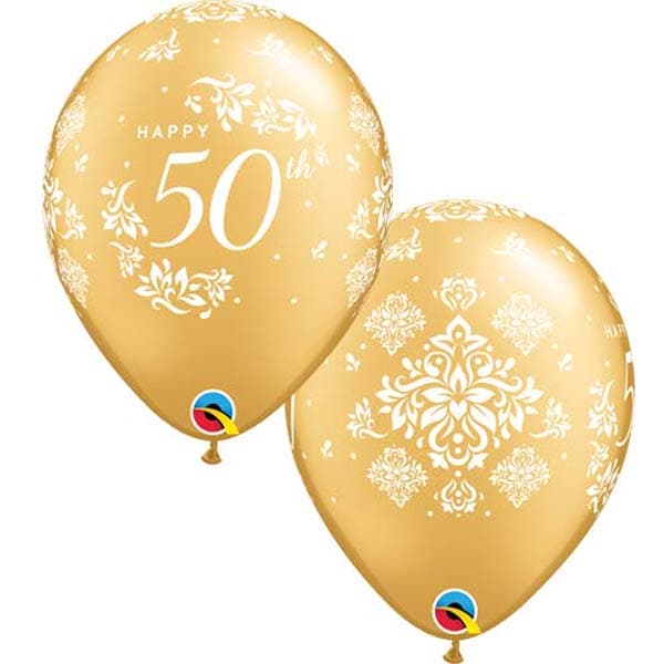 (image for) 11" 50th Anniversary Damask Latex Balloons 6pk