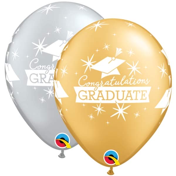 (image for) 11" Congratulations Graduate Caps Latex Balloons 25pk