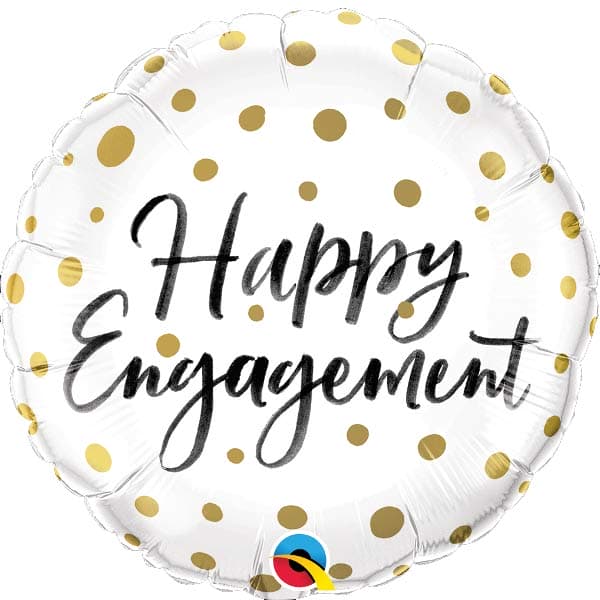 (image for) 18" Happy Engagement Gold Dots Foil Balloons