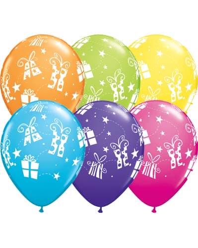 (image for) 11" Presents And Stars Latex Balloons 25pk