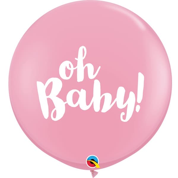 (image for) 3ft Pink Oh Baby Latex Balloons 2pk