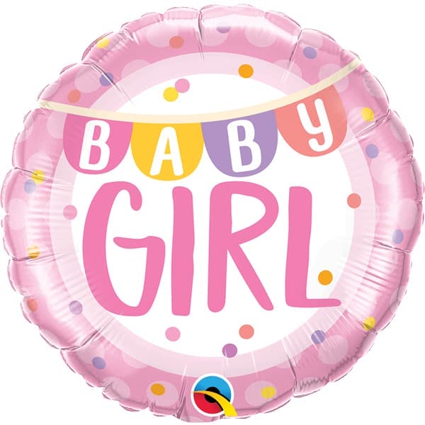 (image for) 18" Baby Girl Banner & Dots Foil Balloons