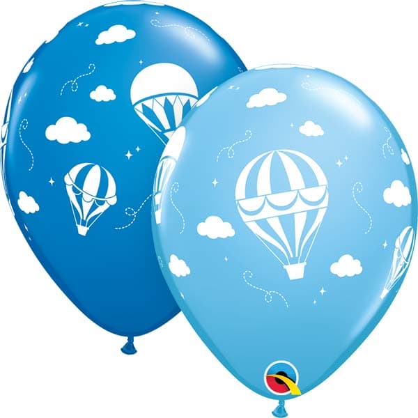 (image for) 11" Blue Hot Air Balloon Latex Balloons 25pk