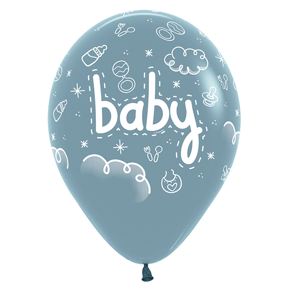 (image for) 12" Pastel Dusk Blue Baby Latex Balloons 25pk