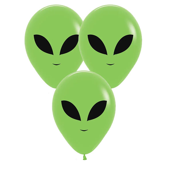 5" Lime Green Alien Face Latex Balloons 50pk