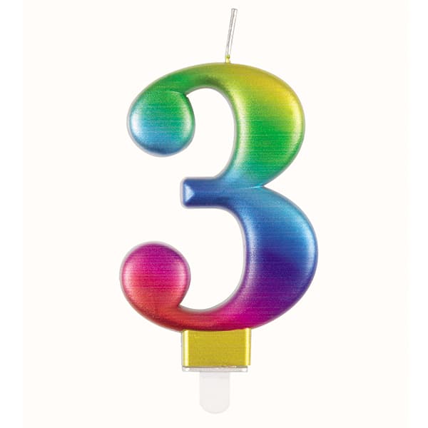 (image for) Metallic Rainbow Number 3 Candle