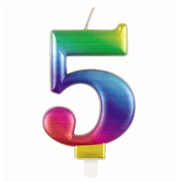 (image for) Metallic Rainbow Number 5 Candle