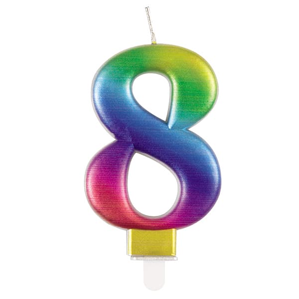 (image for) Metallic Rainbow Number 8 Candle