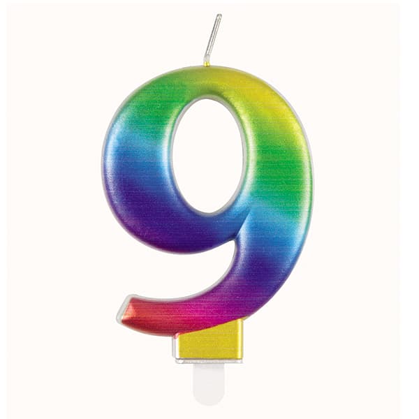 (image for) Metallic Rainbow Number 9 Candle