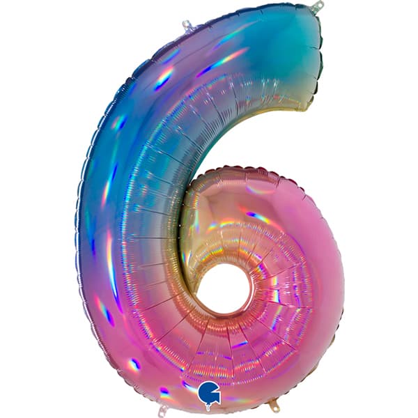 (image for) 40" Colourful Rainbow Number 6 Shape Balloons