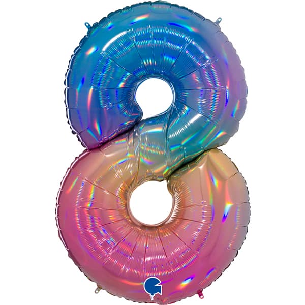 (image for) 40" Colourful Rainbow Number 8 Shape Balloons