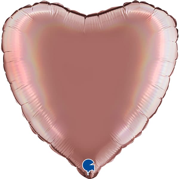 (image for) 18" Grabo Rainbow Holographic Platinum Rose Heart Foil Balloons