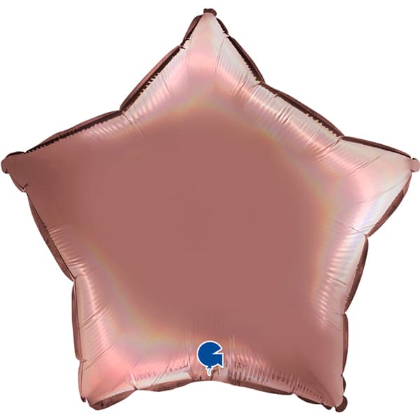 (image for) 18" Rainbow Holographic Platinum Rose Star Foil Balloons