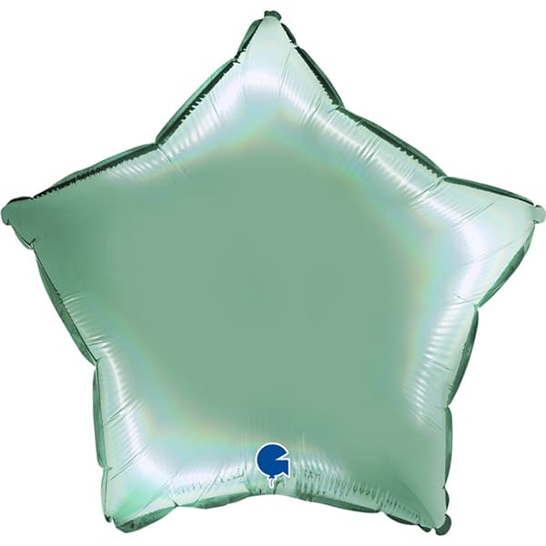 (image for) 18" Rainbow Holographic Platinum Tiffany Star Foil Balloons