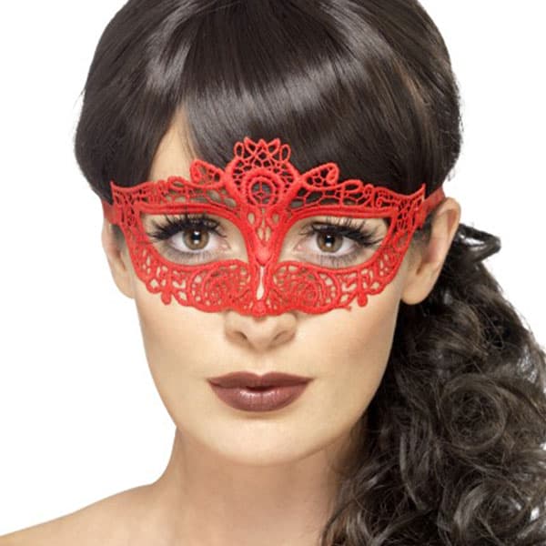 (image for) Red Embroidered Floral Lace Eyemasks