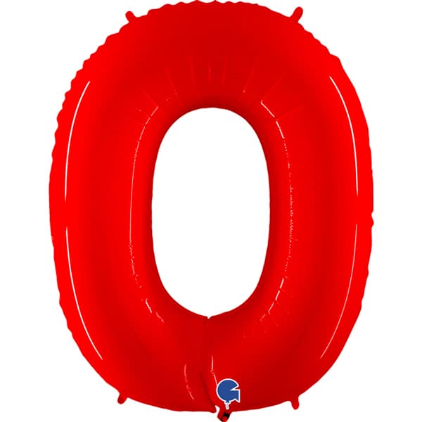 (image for) 40" Grabo Red Shiny Number 0 Supershape Balloons