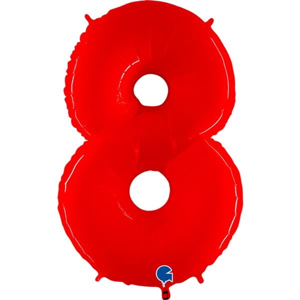 (image for) 40" Grabo Red Shiny Number 8 Supershape Balloons