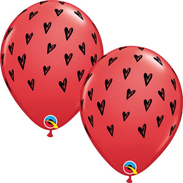 (image for) 11" Red Prickly Heart Seeds Latex Balloons 25pk