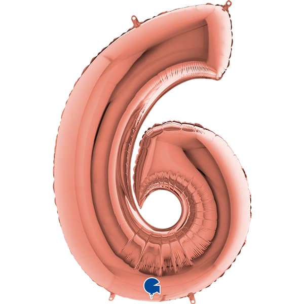 (image for) 40" Grabo Rose Gold Number 6 Shape Balloons