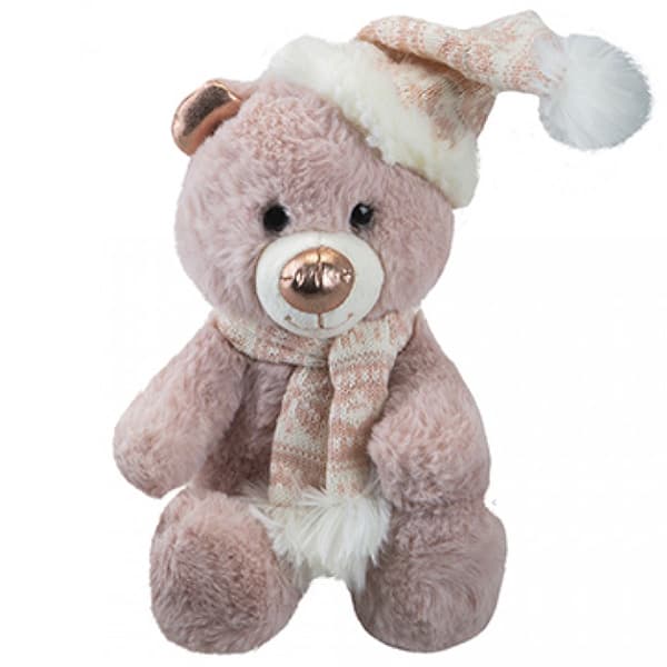 (image for) 20cm Rose Gold Sitting Santa Bear