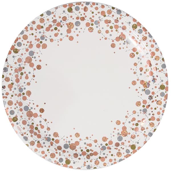 (image for) Sparkling Fizz Rose Gold Paper Plates 8pk