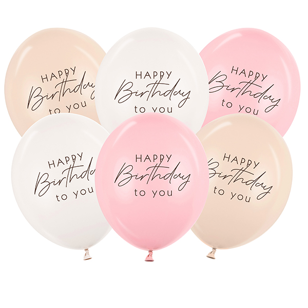11" Happy Birthday Pink Mix Latex Balloons 6pk