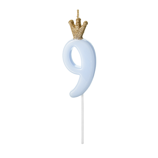 (image for) Light Blue Birthday Candle Number 9